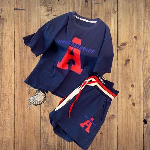 Women's Clothing Casual Sports Suit Summer Loose Shorts Short Sleeves Fashionable Running Two Piece Suit_ecoleips.com