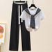 Women's Clothing Casual Suit & Archer0603 & Fashion Trousers Suit For Women In Summer Striped Small Shawl T Shirt Stylish Outfit Two Piece Suit_ecoleips.com