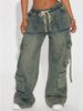 Y2K Cargo Jeans – Baggy Streetwear Denim Pants With Utility Pockets (Navy Blue, S-XL)_ecoleips.com