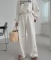 Chic High Waisted Slimming Drawstring Pants Women's Winter Retro Style Crew Neck Sweatshirt With Letter Print Casual Set_ecoleips.com