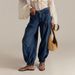 Women's Casual Loose Fitting Jeans Mid Waisted Straight Leg Tapered Long Pants Style Washed Cross Border_ecoleips.com