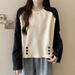 European And American Style Color-blocked Round-neck Sweatshirt Without A Hood For Women, Autumn Versatile Korean_ecoleips.com