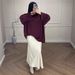 Verve New Muslim Loose Long Sleeve Top And Color Block Skirt Set_ecoleips.com