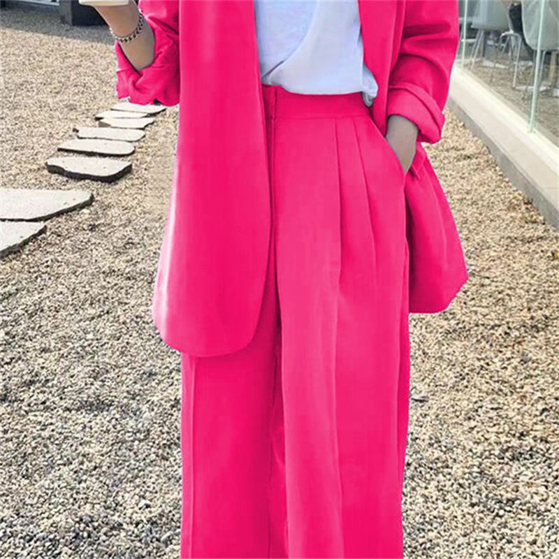 Women's Wide Leg Pant Suit Set Modern Oversized Blazer And Trousers Two Piece Outfit For Business Casual_ecoleips.com