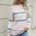 Christmas Snowflake Knit Sweater – Oversized Chenille Pullover With Contrast Trim (S/M/L/XL, Polyester Blend, Semi-Turtleneck, Workwear & Casual)_ecoleips.com
