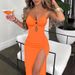 Women's Clothing Suspender Hollow Tight Slit Dress_ecoleips.com