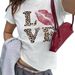 Y2k Leopard Print Love Pattern Women's T-Shirt - Stylish Short Sleeve Round Neck Top For Summer (White, Black) - S/M/L/Xl_ecoleips.com