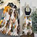 Vintage Floral Print A-Line Midi Skirt With Elastic Waist - High Waist Flowy Pleated Skirt For Women, Boho Chic Summer Skirt_ecoleips.com