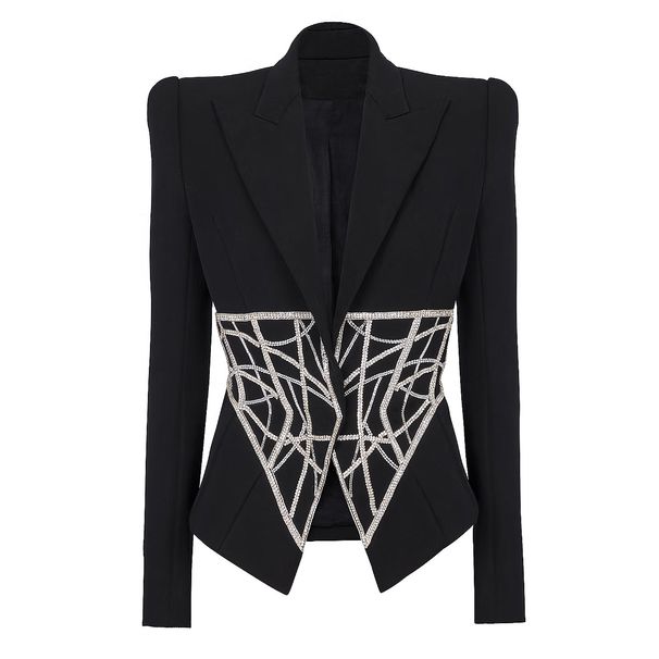 Women's Clothing Spring and Autumn Fashion New Style Heavy Beading Diamond Waist Slimming High end Quality Women's Suit Jacket Tops_ecoleips.com