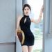 European And American Cross-Border Women's Summer New Fashion Sexy Hollow Out Slim Halter Neck Outerwear Bodycon Dress_ecoleips.com