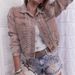 Trendy Studded Denim Jacket – Long Sleeve Cropped Style With Notch Collar (Khaki/Dusty Pink/Army Green, XS-L)_ecoleips.com