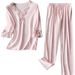 Sexy Lace Pajama Set Women's Medium Sleeve Silk Two-piece Set Ice Silk Thin_ecoleips.com