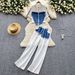 Women's Clothing denim patchwork distressed suit_ecoleips.com