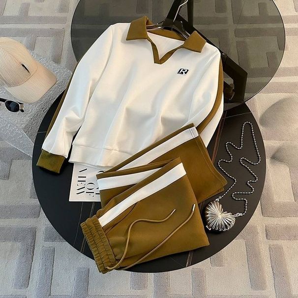 Women's Clothing Sports Suit For Women Autumn New Style Fashionable All Match Loose Cardigan Stylish Sweater Two Piece Suit_ecoleips.com