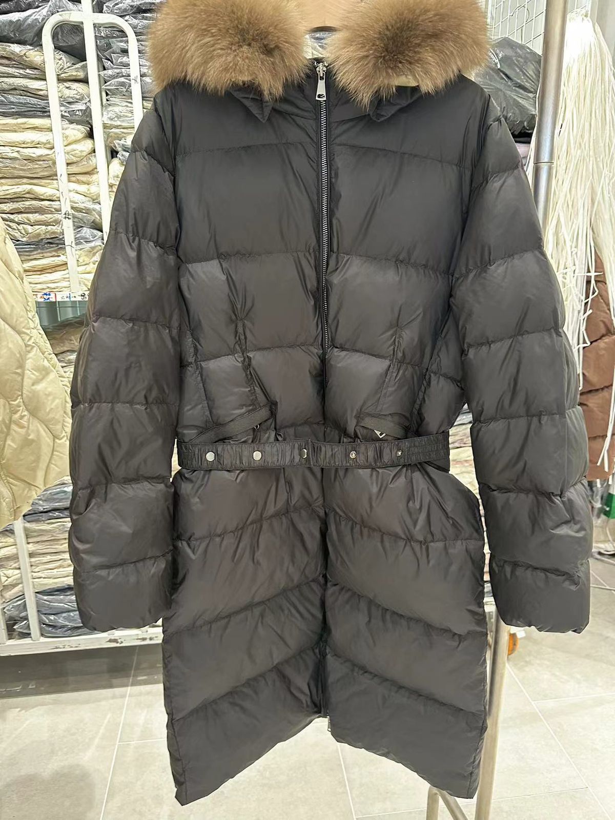 Women's Coat New Mid-length Down Jacket With Hood, Large Fur Collar, Fox Over Knee, Waist, Thickened A Version_ecoleips.com