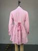 Sweet & Fresh Striped V-Neck Long Sleeve Wrap Waist Dress With Tie Detail – A-Line Mini Dress For Women_ecoleips.com