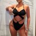 Sexy Black Bikini Set - High-Waisted & Triangle Top Swimwear For Women, Beach & Pool (S-L, Polyester/Spandex, Removable Padding, Upf 50+)_ecoleips.com