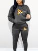 Women's Autumn And Winter Casual Fashion Bear Zipper Cartoon Pattern Printed Thick Fleece Warm Hooded Sweatshirt+sports Pants Set-751_ecoleips.com