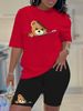 Summer Women's Casual And Fashionable Teddy Bear Graphic Printed Loose T-shirt Shorts Two-piece Sportswear Suitable For Daily Wear-146_ecoleips.com