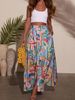 Women's Clothing Printed Midi Skirt Dress Fashion Beach Vacation Style With Slit And Pocket New_ecoleips.com