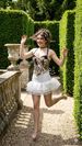 A Two-piece Women's Dress Set, Featuring A Leopard-print Camisole Top Paired With A White Tiered Lace Ruffle Mini Skirt,_ecoleips.com
