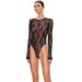 Lace Perspective Tight-fitting Hollow Women's Onesie European And American Street Hottie Top_ecoleips.com