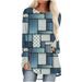 Design Sense Personality Denim Style Long Sleeve Midi Skirt For Women 2025 Spring High Waist Versatile Round Neck_ecoleips.com