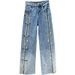 Women's Clothing hot diamond jeans women's wide leg pants spring new style high waist loose slim mopping pants trousers trend_ecoleips.com