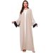 Women's New Muslim Fashion Cardigan Dubai Arabic Embroidery Color Block Robe Batwing Sleeve_ecoleips.com