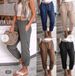 Suitable For All Seasons 2019 Women's Fashion Linen Thin Harem Loose Cropped Pants_ecoleips.com