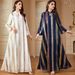 Women's Long Robe Dress Chiffon Embroidered Color Block Style 4170 Muslim Fashion_ecoleips.com
