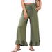 Women's Clothing Solid Color Casual Pants High Waist Waist Pleated Hem Loose Women_ecoleips.com