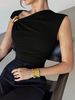 2026 Summer New Product Temperament Simple Sleeveless Metal Ring Design Solid Color Thin Vest Top_ecoleips.com