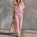 Women's Clothing Women's Fashion Casual Two Piece Set Short Sleeve Top And Pants Autumn/Summer For Formal & Casual_ecoleips.com