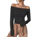 Top, T-shirt, Spicy Girl, Sexy Long Sleeve, One Shoulder Hoodie, Undercover, Women's High End_ecoleips.com