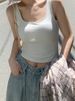 Zhang Beibei's Same Style American-style Cross-back Tank Top For Women, With Square Neckline, Slim Fit, Built-in Chest_ecoleips.com