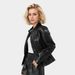 "Tailored PU Leather Jacket For Women - Slim Fit Washed Faux Leather Coat With Stand Collar & Belt Detail, Office & Night Out Essential (Black)"_ecoleips.com