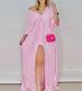 Women's Clothing Pink Striped Print Shirt Dress_ecoleips.com