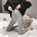 Women's High Waist Yoga Pants - Cotton Stretchy Leggings With Letter Print, Tummy Control & Ribbed Design, Medium Thick For Spring/Fall (Black, Grey)_ecoleips.com