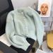 Cropped Faux Mink Cardigan – Oversized Knit Coat With Lantern Sleeves (Soft White/Pink/Mint, Plush Textured Fabric)_ecoleips.com