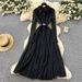 Elegant Lace & Mesh Long Dress – High-Quality Embroidered A-Line Dress For Women_ecoleips.com