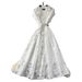 Elegant French Lace Floral Maxi Dress For Women - High Waisted Slim Fit Long Dress With Hollow Out Design_ecoleips.com