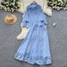 Elegant Women's Court-Style Two-Piece Set Lace-Trimmed Long-Sleeve Blouse High-Waist Skirt Versatile Color Palette_ecoleips.com