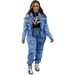 Women's Stretch Denim Two-Piece Set – High-Waisted Utility Pants & Cropped Jacket (Polyester Blend, S-XXL) For Street Style & Office Wear_ecoleips.com