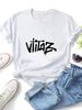 Women Crew Neck Short Sleeve T-Shirt, Drip Graffiti Letter Graphic Loose Fit Casual Summer Basic Tee Tops_ecoleips.com