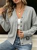 Women Lightweight Breathable Thin Knit Cardigan, V Neck Single Row Buttons Long Sleeve Loose Fit Label Patch Casual Layering Knit Sweater_ecoleips.com