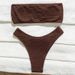 Chocolate Brown Crinkle Texture Bandeau Bikini Set Women Strapless Tube Top High Cut Two Piece Swimsuit Summer Beach Bathing Suit_ecoleips.com