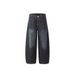 Korean Style Vintage Washed Straight Loose Design Embroidered Patchwork Wide Leg Jeans For Women_ecoleips.com