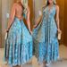 Women's Clothing Women's Summer Suspender V Neck Print Sexy Loose Swing Dress_ecoleips.com