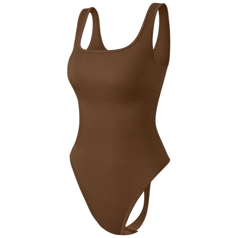 Women's Clothing No Padded Seamless Shoulder Strap Vest Yoga Jumpsuit Body Shaping Threaded Jumpsuit Sports Jumpsuit Custom Yoga Suit_ecoleips.com